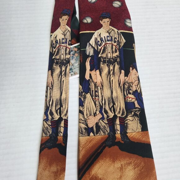 Norman Rockwell Vintage 1995 Necktie Chicago Baseball Saturday Evening P… - Picture 11 of 12